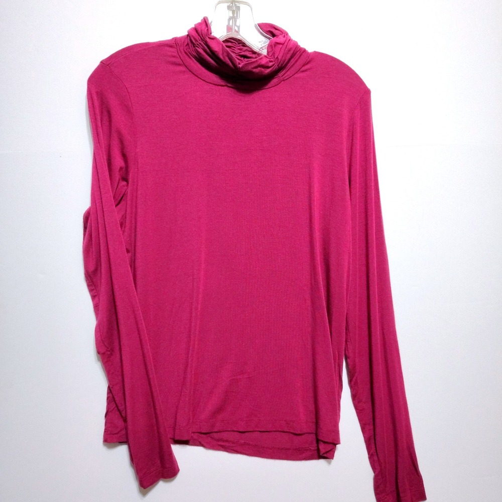 Jillian Nicole Womens Burgundy Ruched Turtleneck Long Sleeve‎ Top Size L